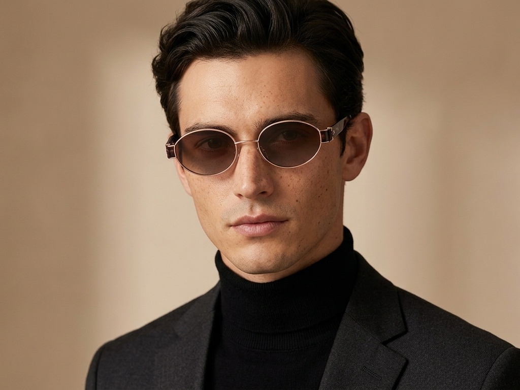 BS2503-0048_Pink_Oval_Metal_Sunglasses-tryon_male