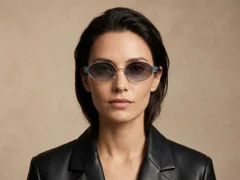 BS2503-0049_Silver_Oval_Metal_Sunglasses-tryon_female