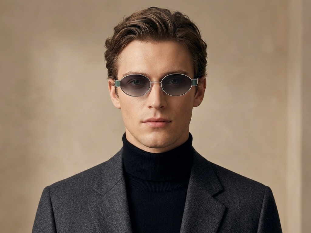 BS2503-0049_Silver_Oval_Metal_Sunglasses-tryon_male
