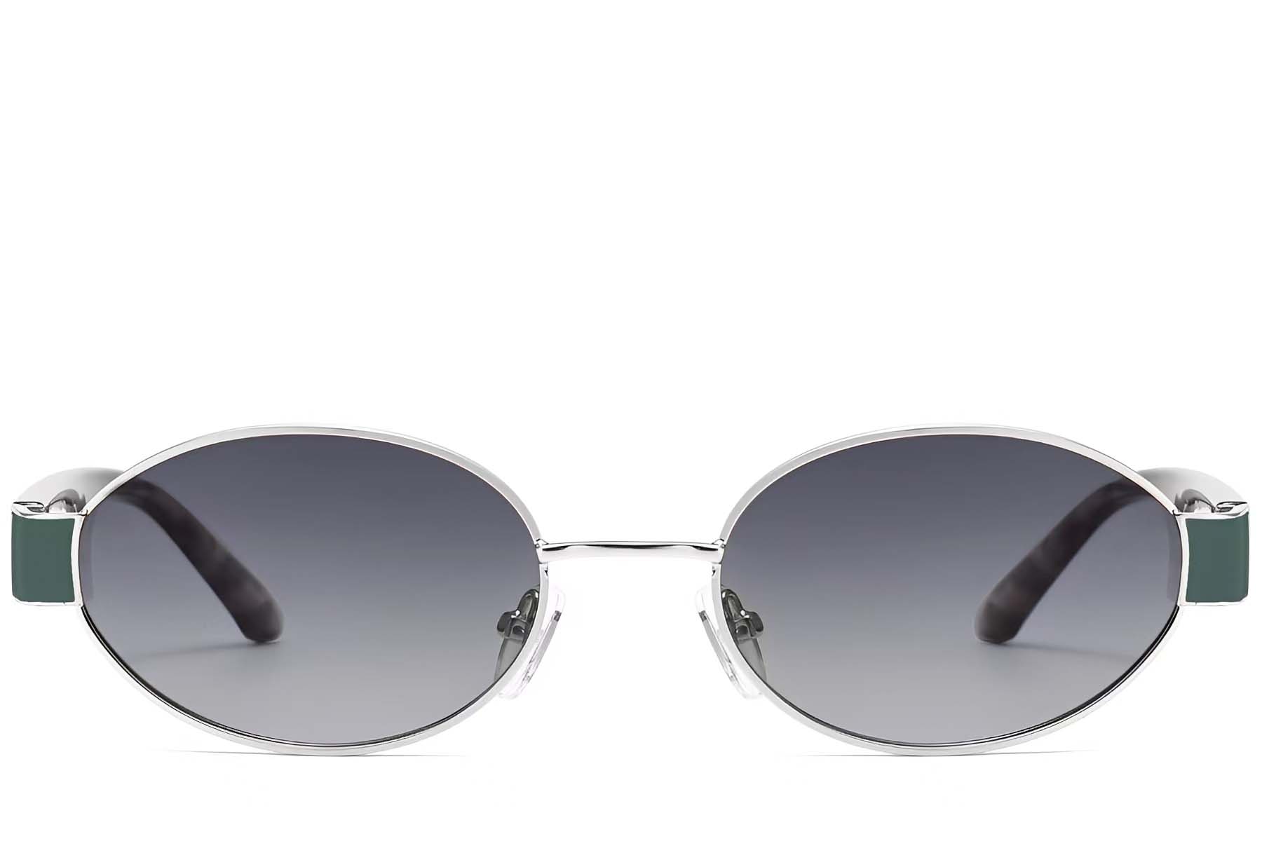 BS2503-0049_Silver_Oval_Metal_Sunglasses_front