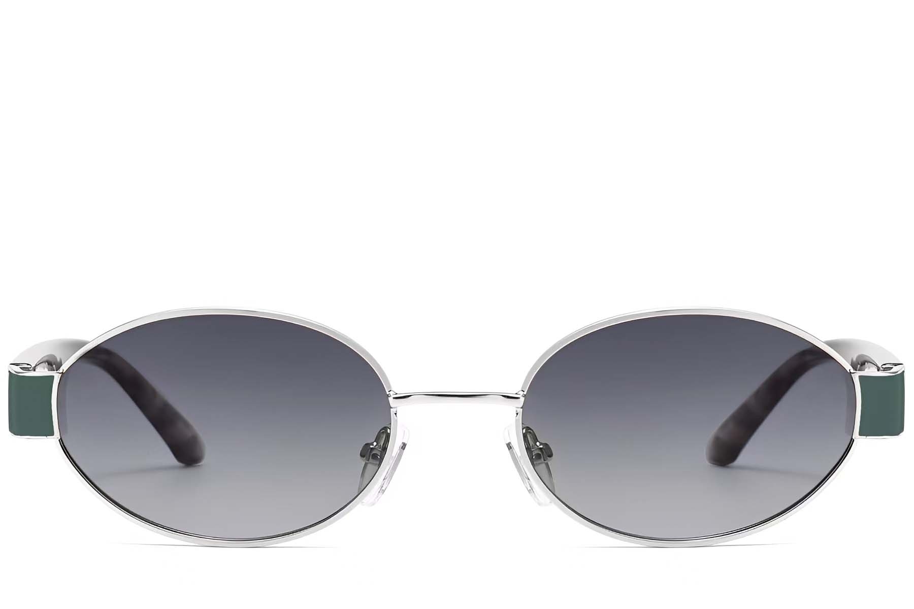 BS2503-0049_Silver_Oval_Metal_Sunglasses_front