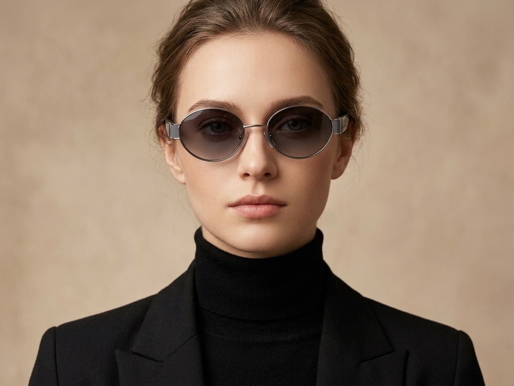 BS2503-0050_Silver_Oval_Metal_Sunglasses-tryon_female