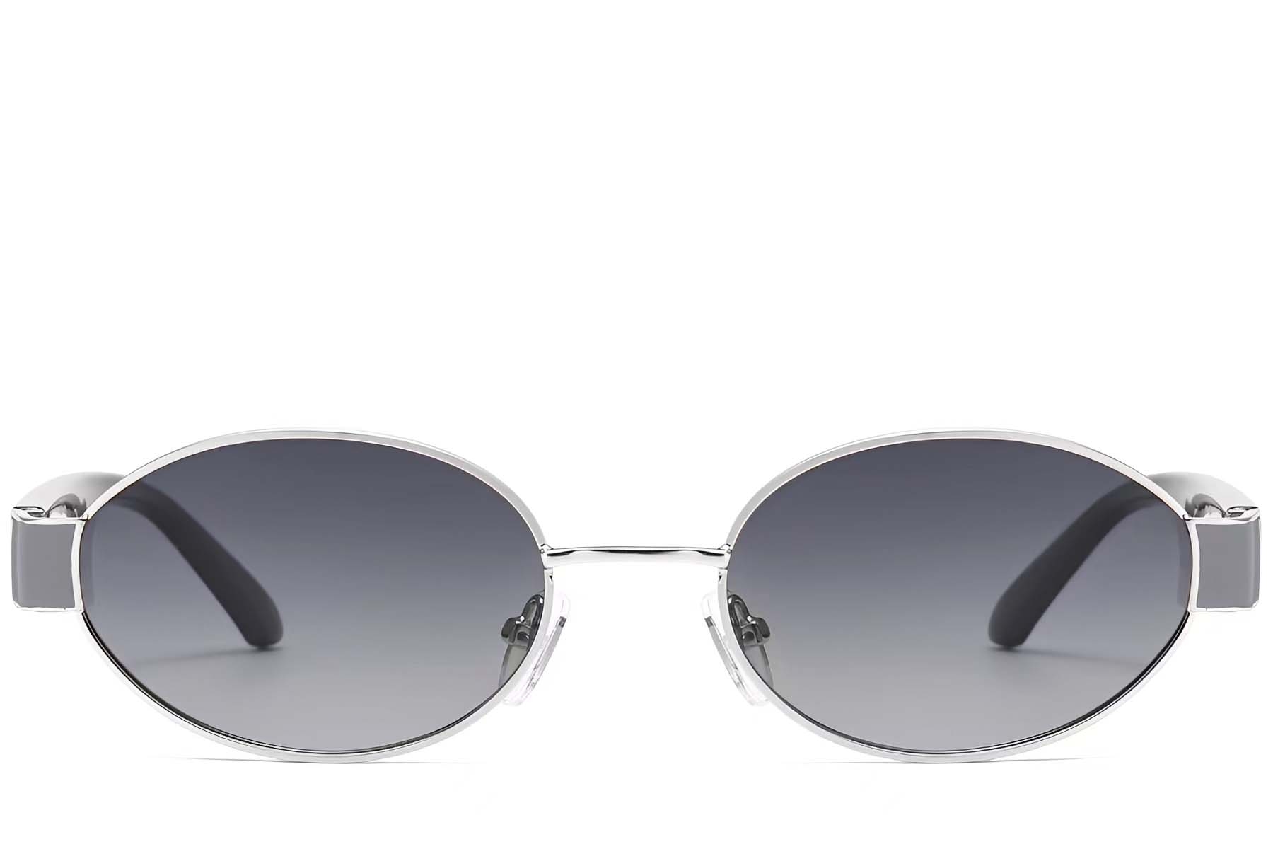 BS2503-0050_Silver_Oval_Metal_Sunglasses_front