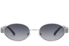 BS2503-0050_Silver_Oval_Metal_Sunglasses_front