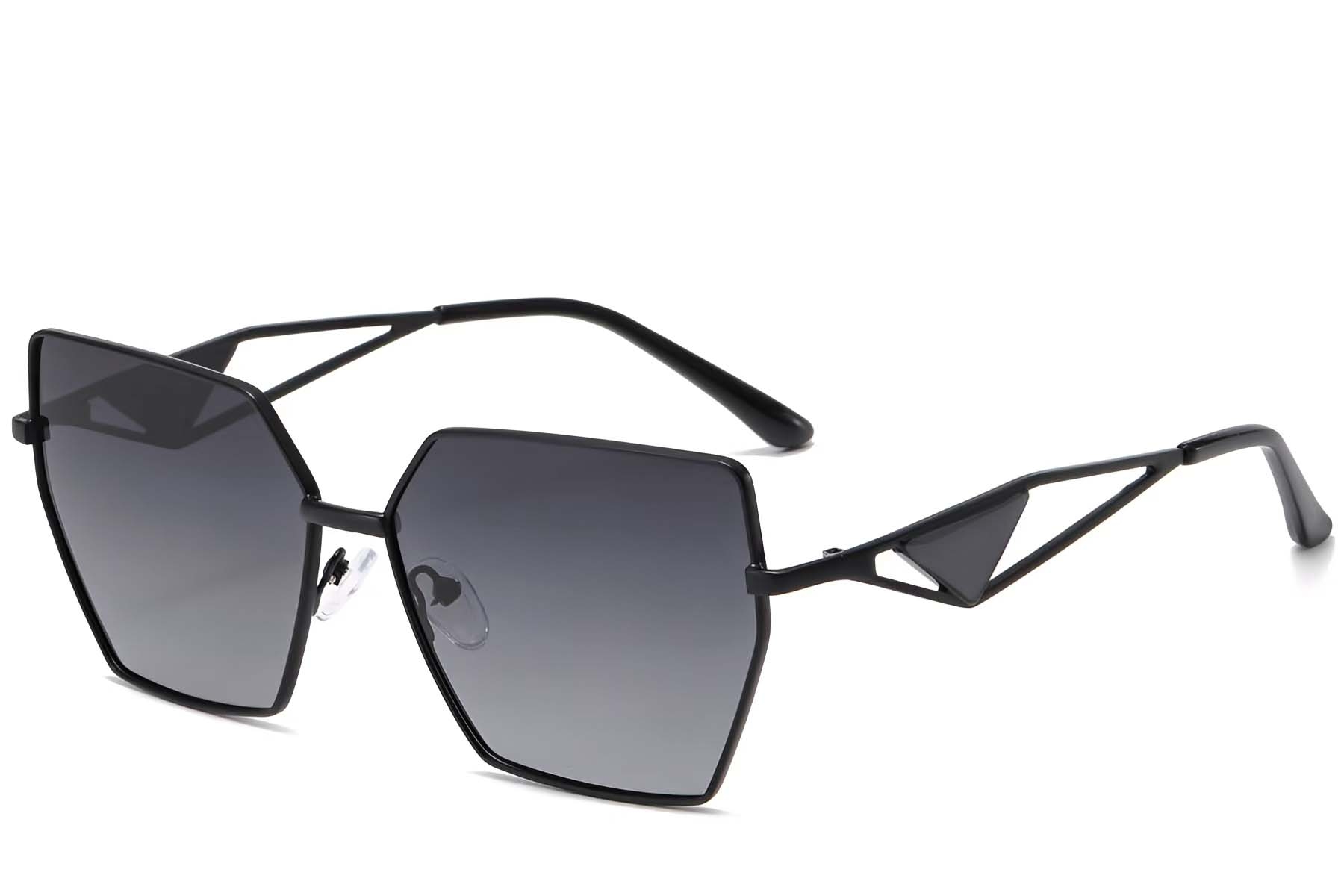 Geometric Black Metal Sunglasses #BS2503-0051