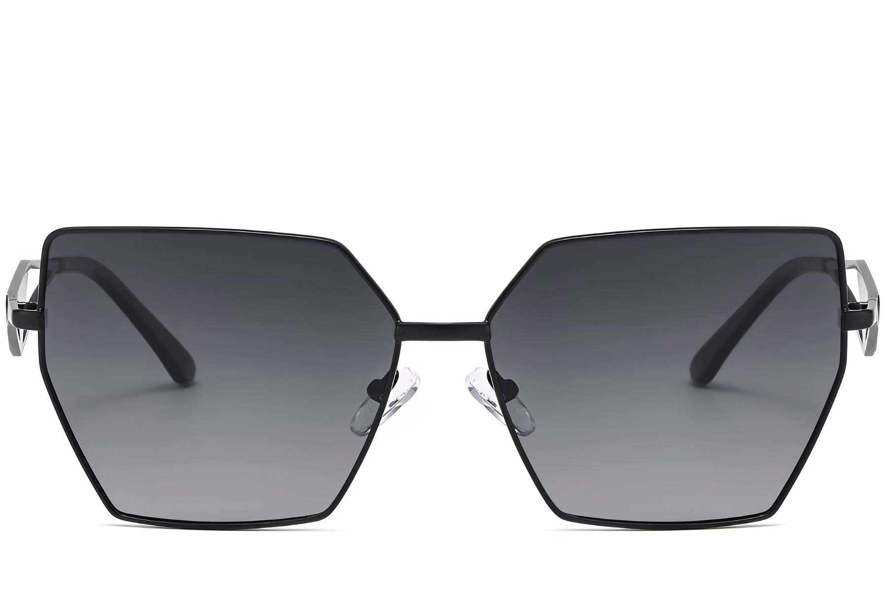 BS2503-0051_Black_Geometric_Metal_Sunglasses_front