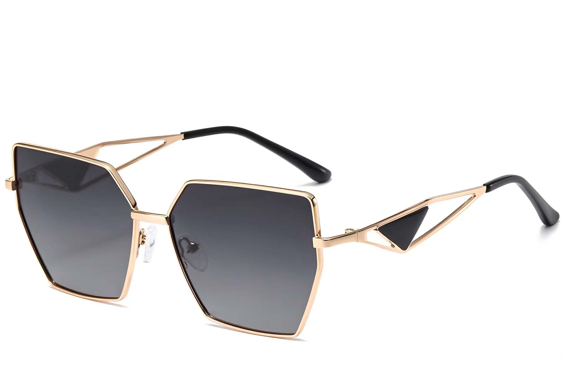 Geometric Golden Metal Sunglasses #BS2503-0052