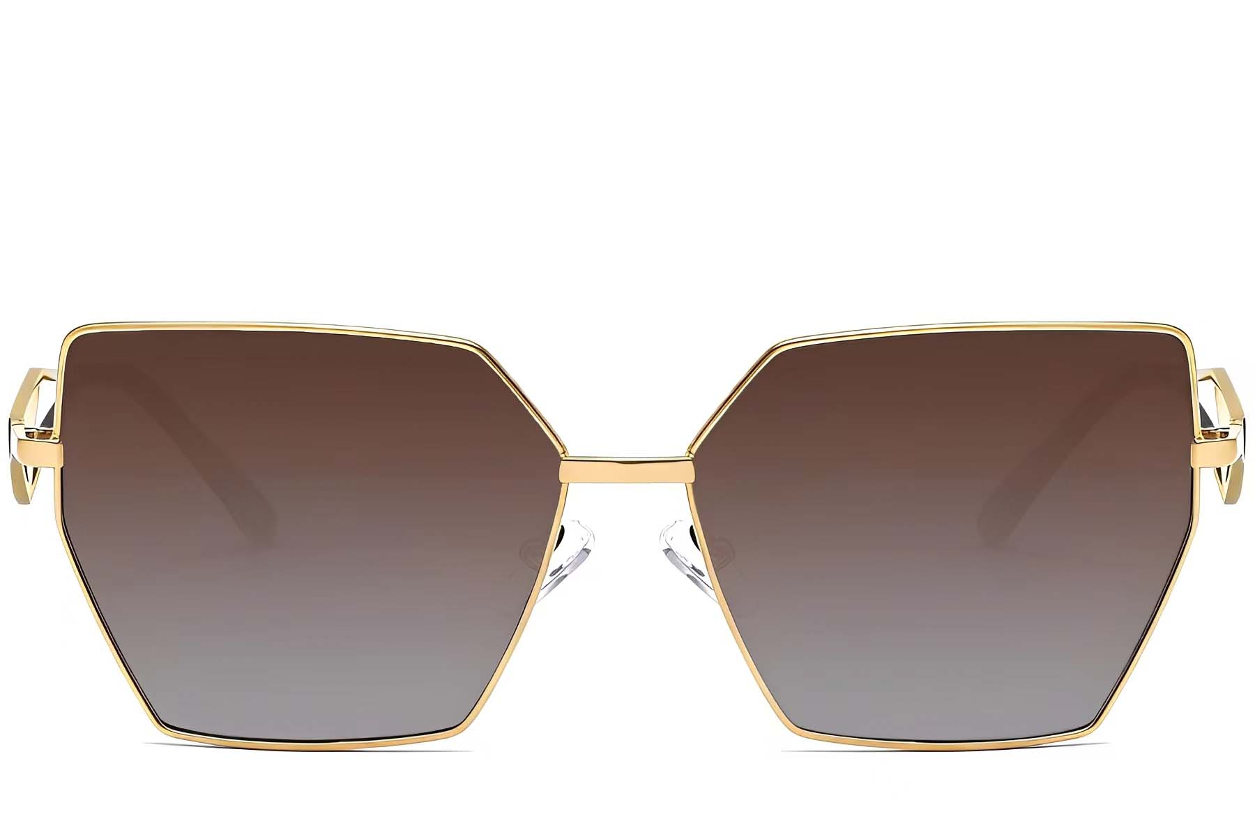 BS2503-0053_Golden_Geometric_Metal_Sunglasses_front