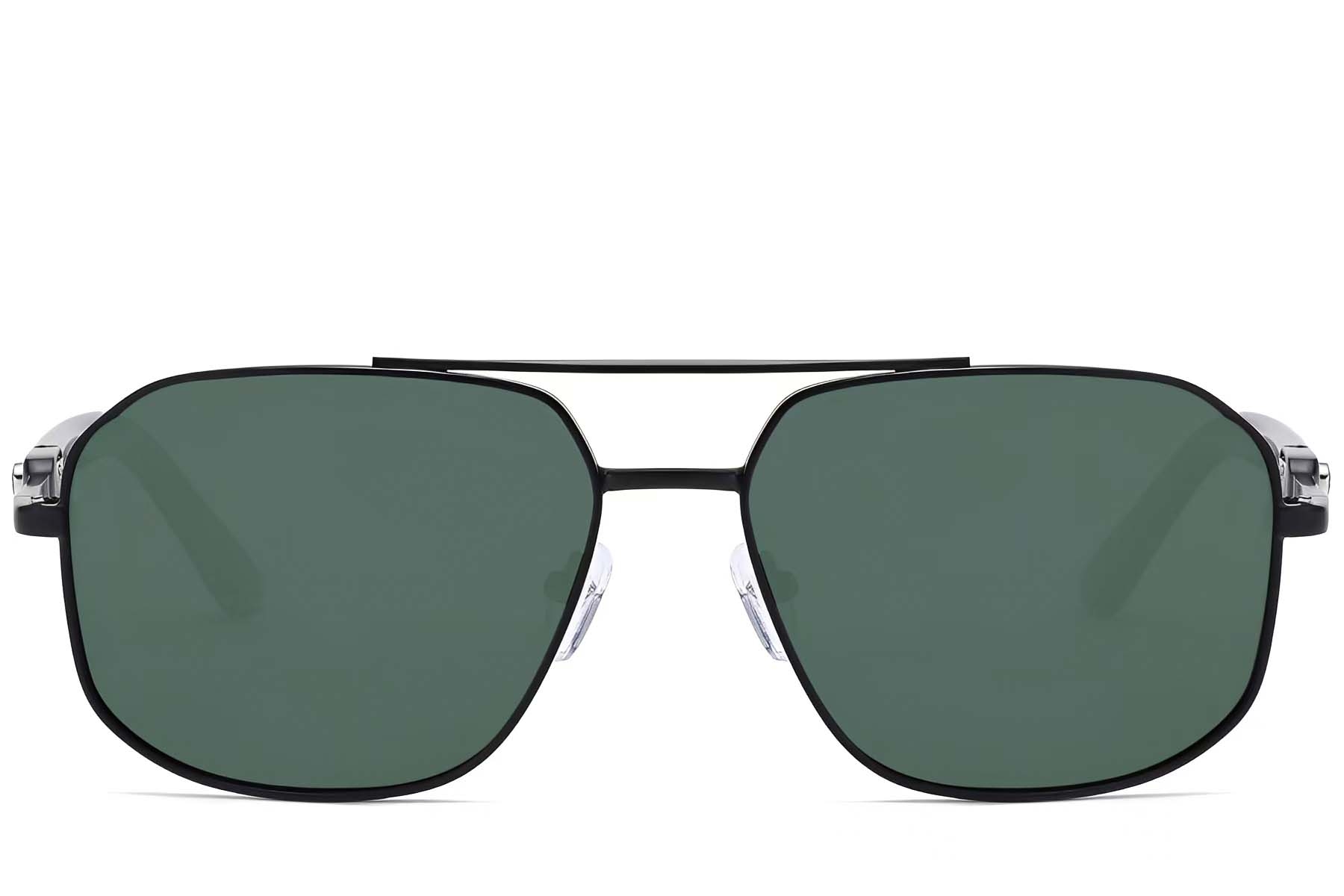 BS2503-0055_Black_Aviator_Metal_Sunglasses_front