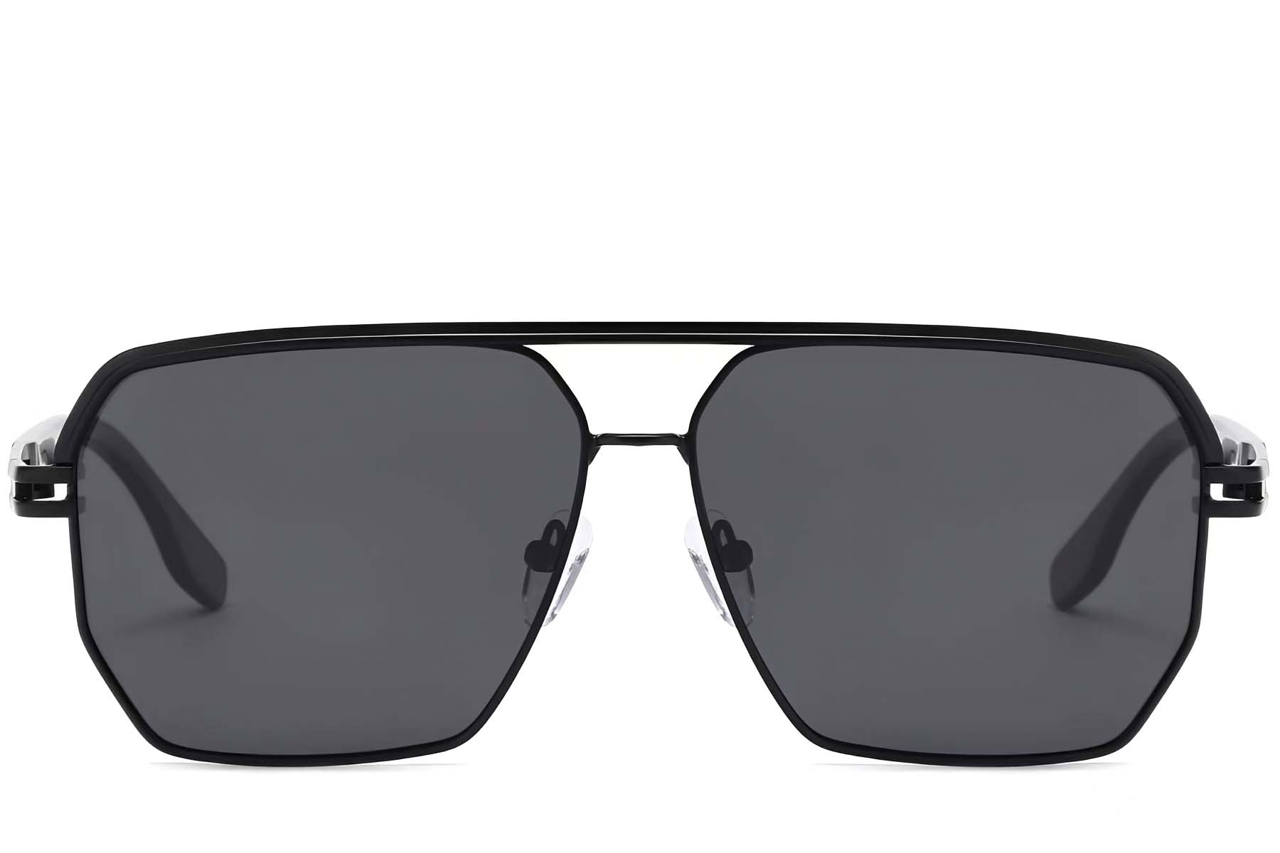 BS2503-0059_Black_Aviator_Metal_Sunglasses_front