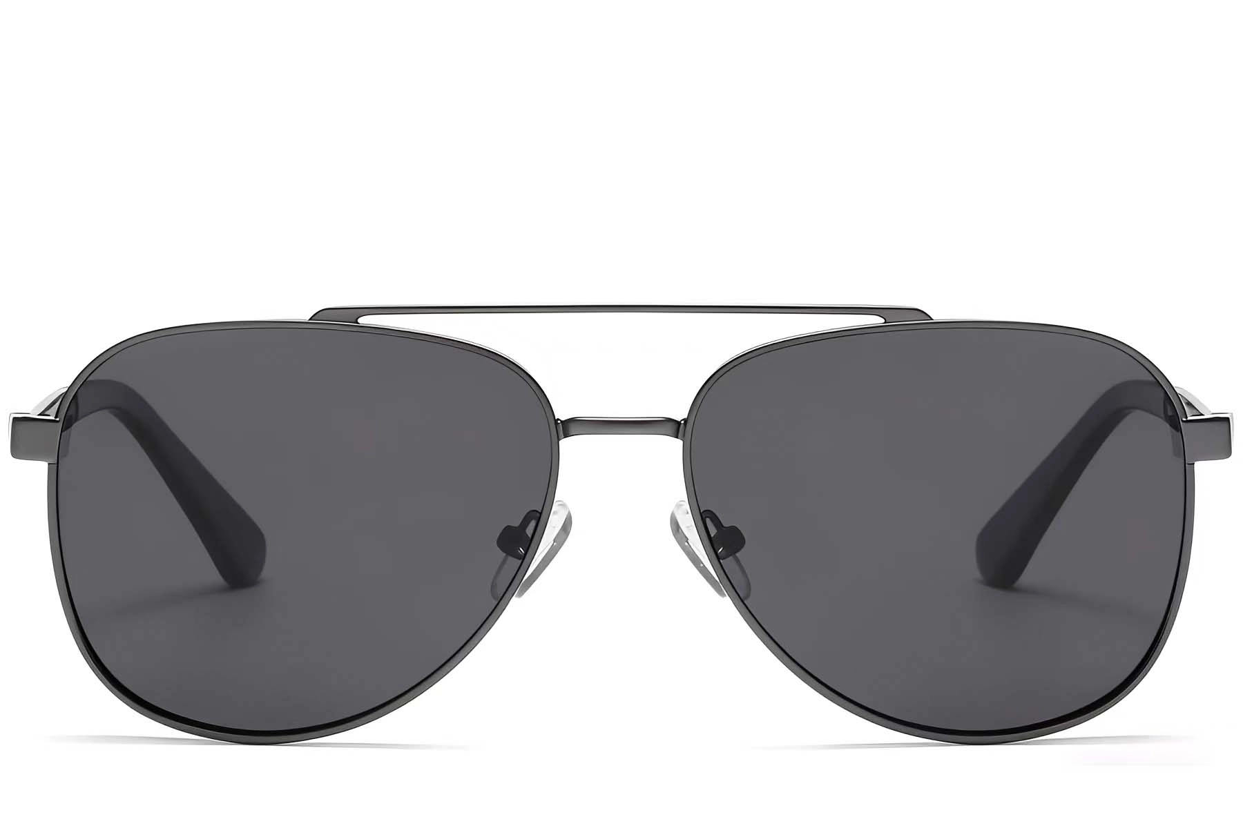 BS2503-0062_Grey_Aviator_Metal_Sunglasses_front