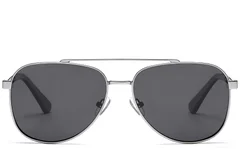 BS2503-0063_Silver_Aviator_Metal_Sunglasses_front