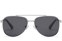 BS2503-0063_Silver_Aviator_Metal_Sunglasses_front
