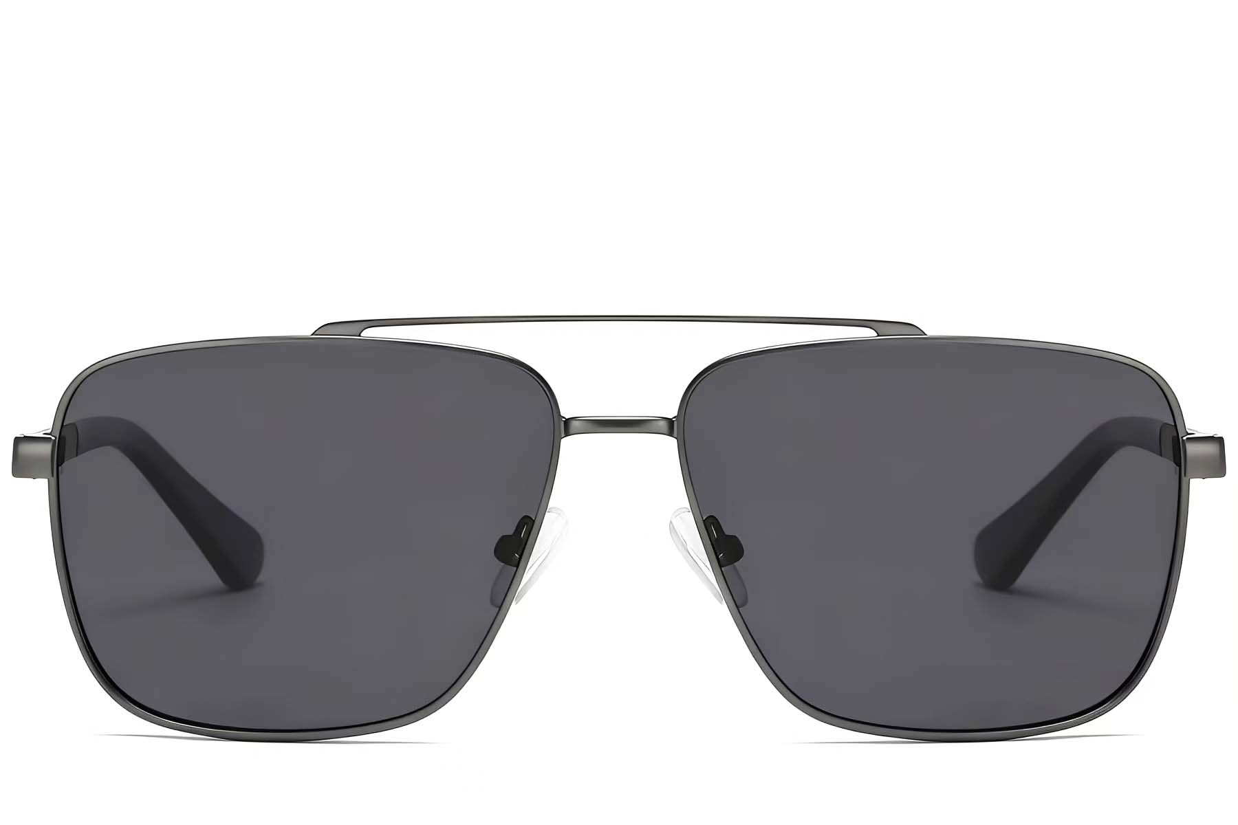 BS2503-0065_Grey_Aviator_Metal_Sunglasses_front