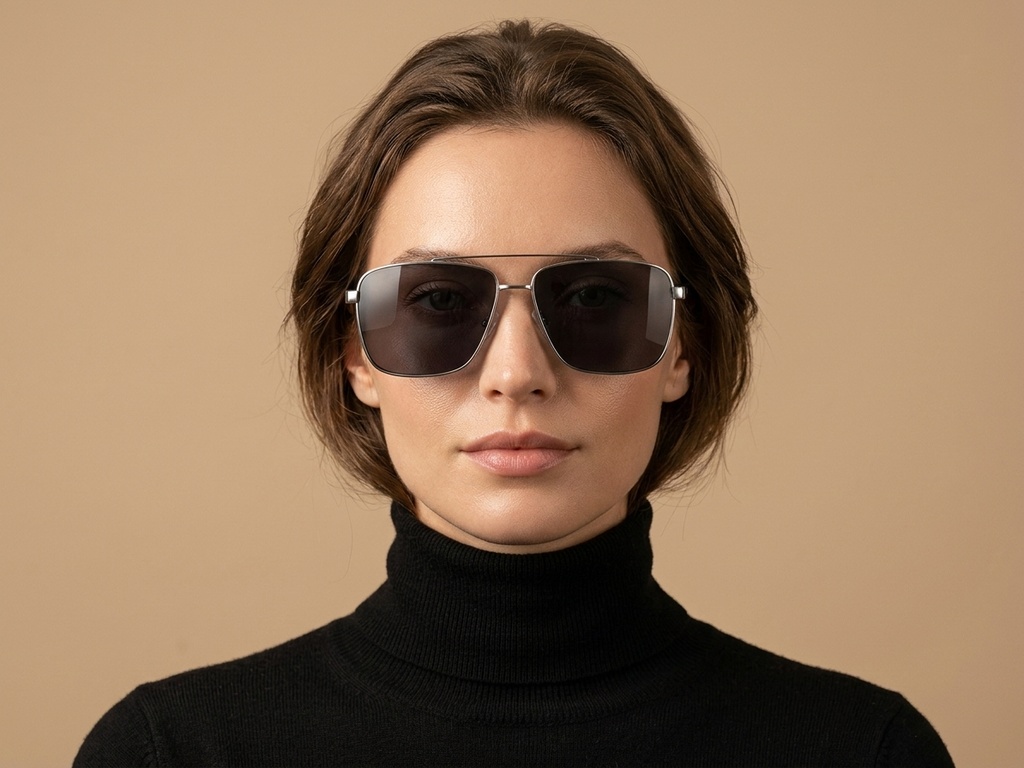 BS2503-0066_Silver_Aviator_Metal_Sunglasses-tryon_female