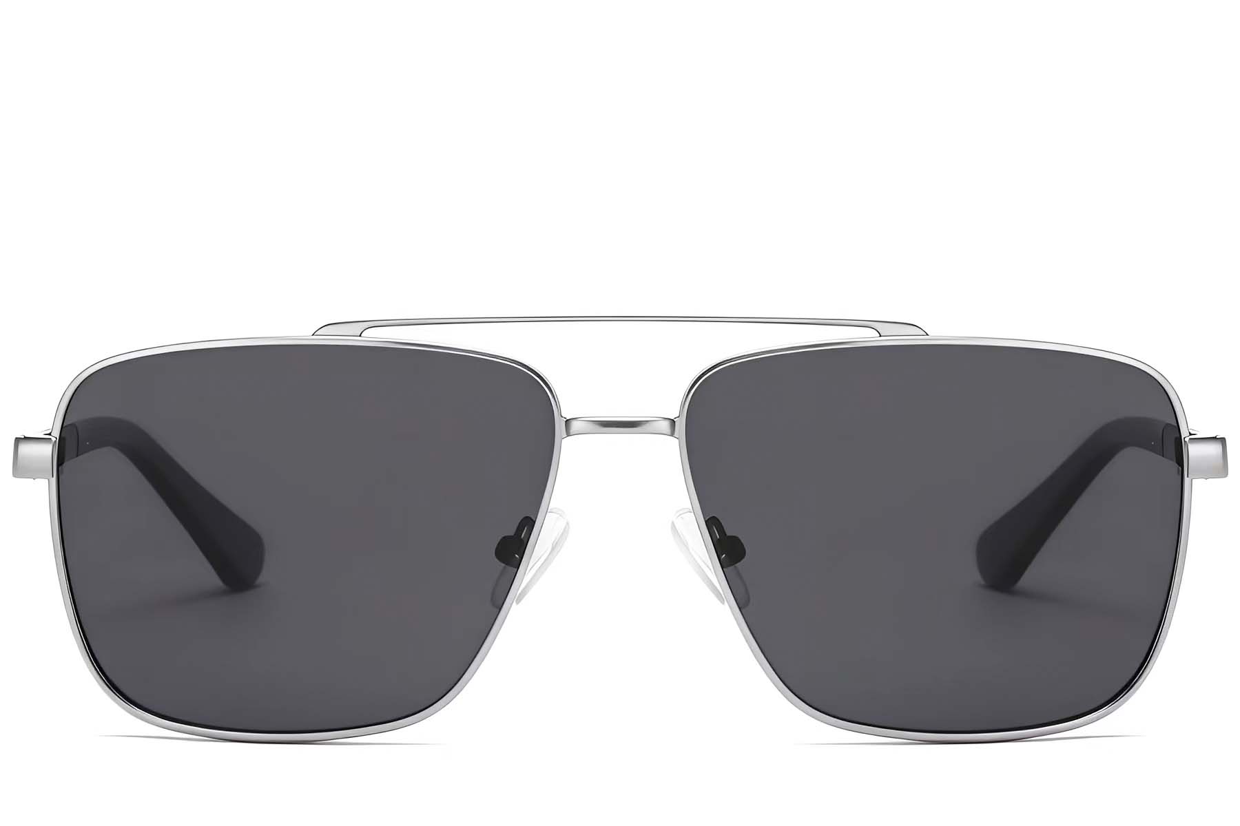 BS2503-0066_Silver_Aviator_Metal_Sunglasses_front