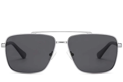 BS2503-0066_Silver_Aviator_Metal_Sunglasses_front