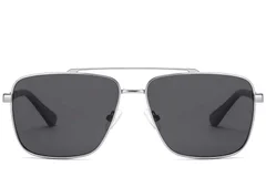 BS2503-0066_Silver_Aviator_Metal_Sunglasses_front