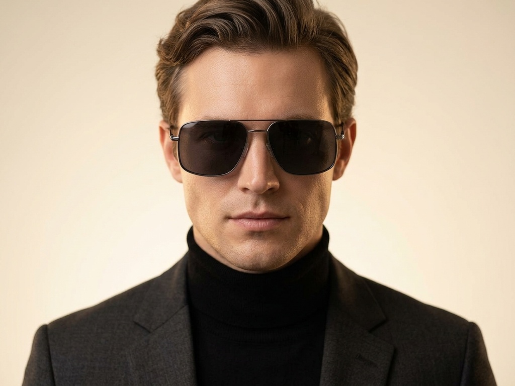 BS2503-0068_Grey_Aviator_Metal_Sunglasses-tryon_male