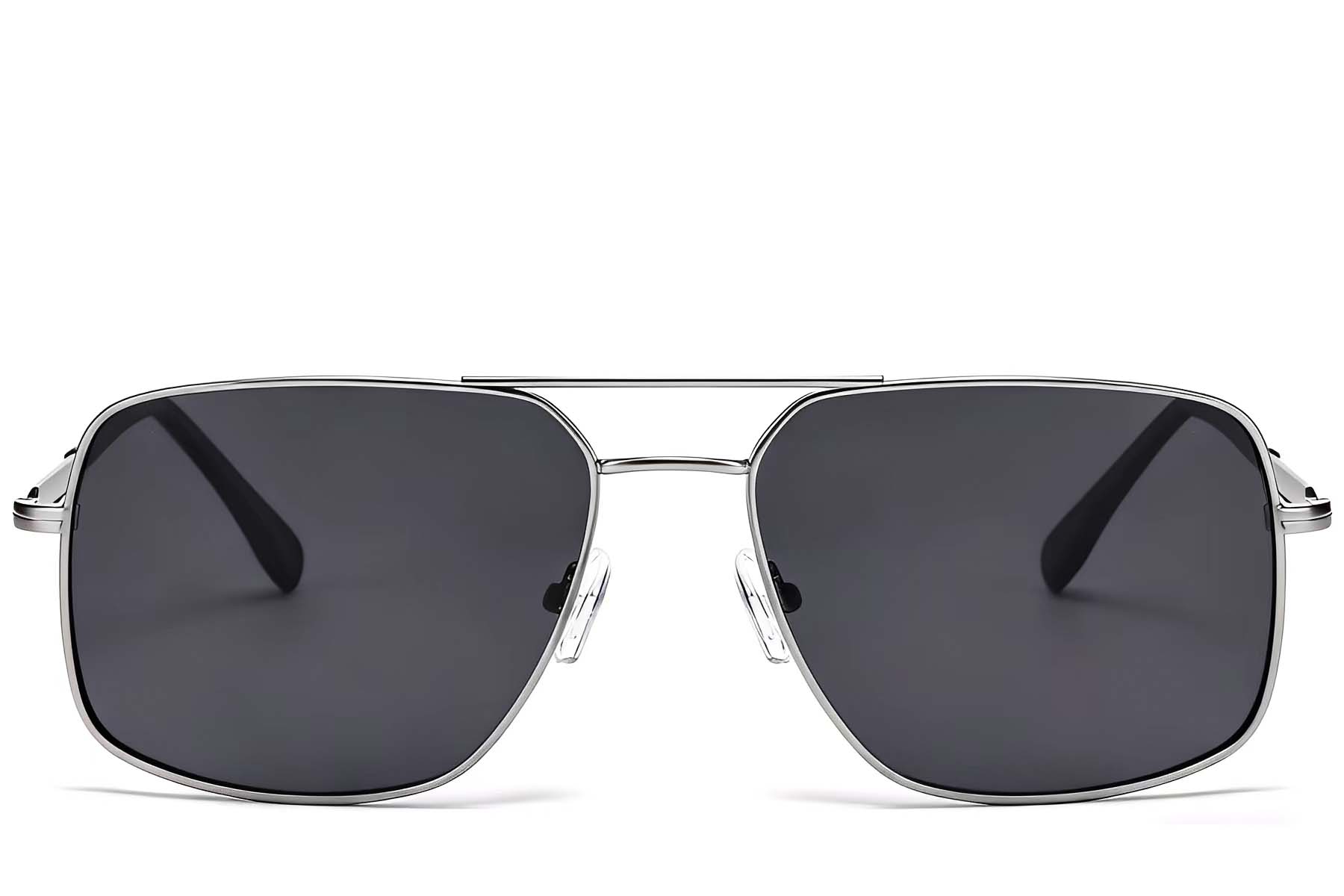 BS2503-0069_Silver_Aviator_Metal_Sunglasses_front
