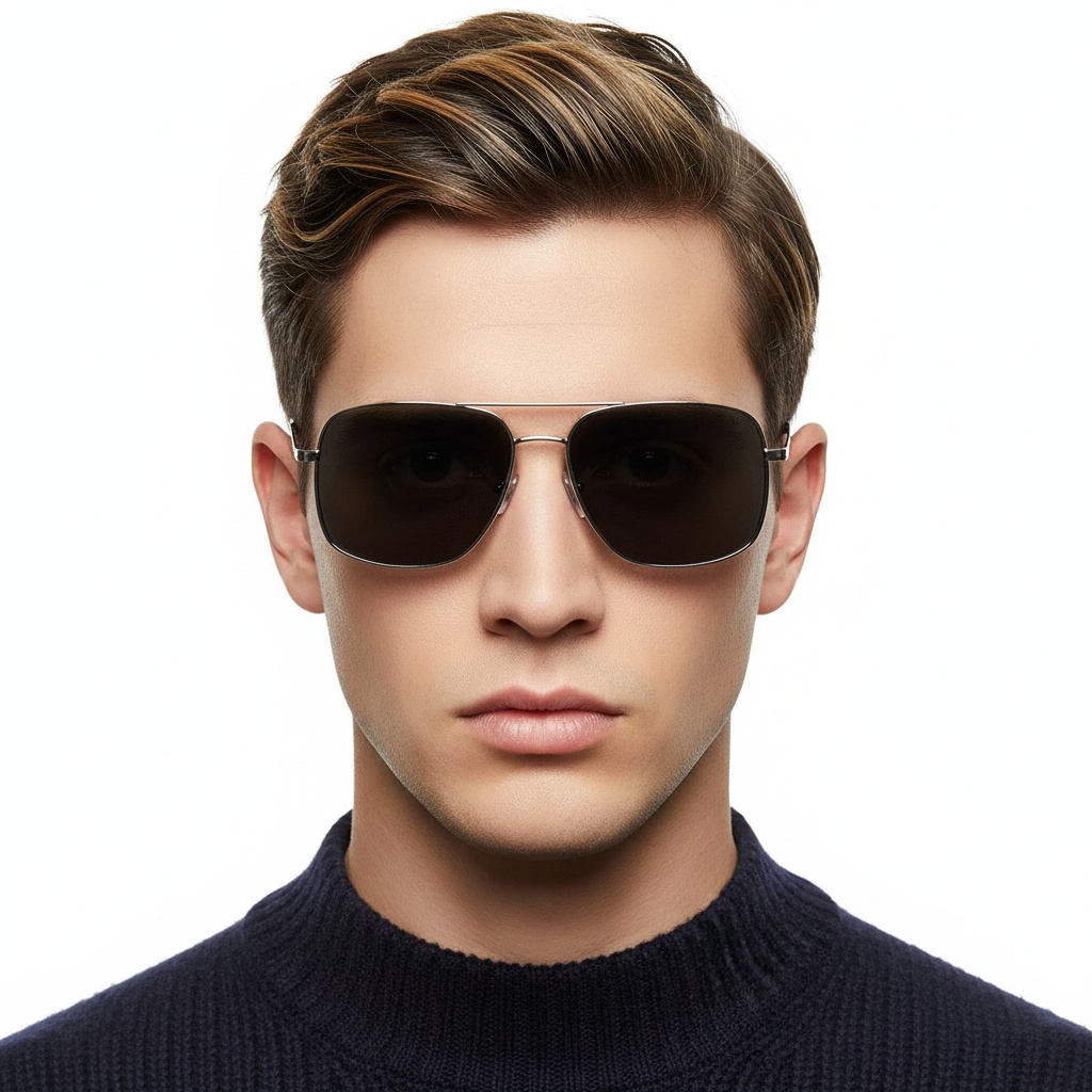 BS2503-0069_Silver_Aviator_Metal_Sunglasses_model
