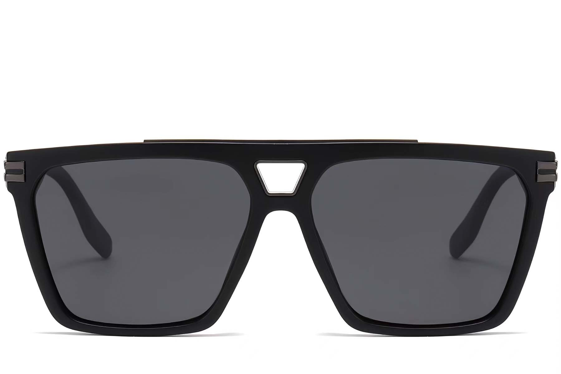 BS2503-0075_Black_Aviator_Plastic_Sunglasses_front