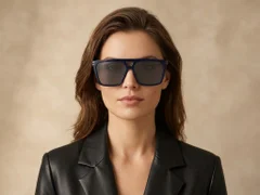 BS2503-0076_Blue_Aviator_Plastic_Sunglasses-tryon_female