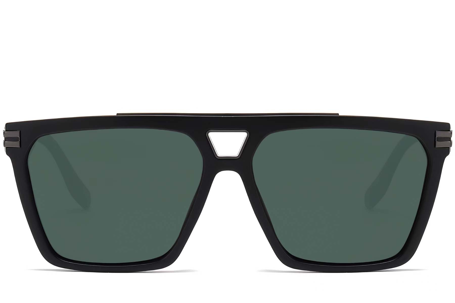 BS2503-0077_Black_Aviator_Plastic_Sunglasses_front