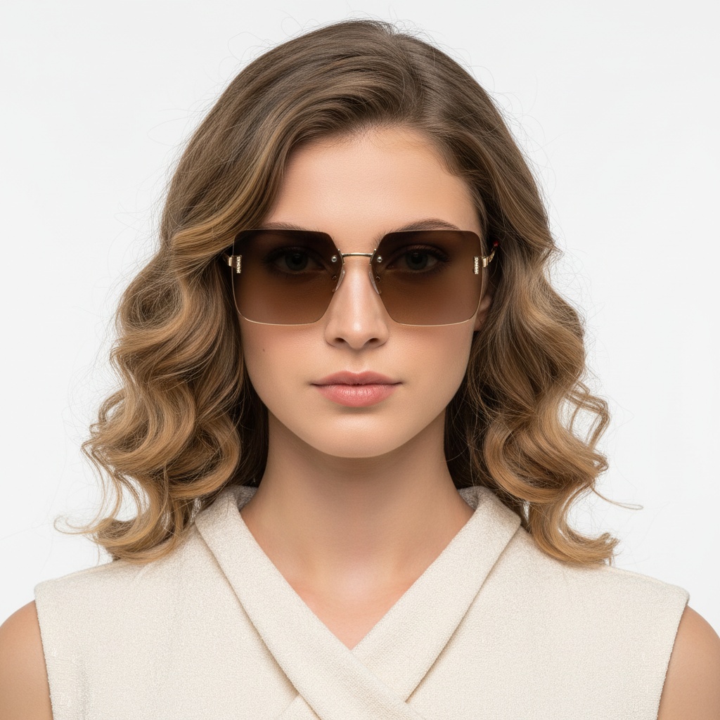 BS2503-0078_Golden_Invisible_Metal_Sunglasses_model
