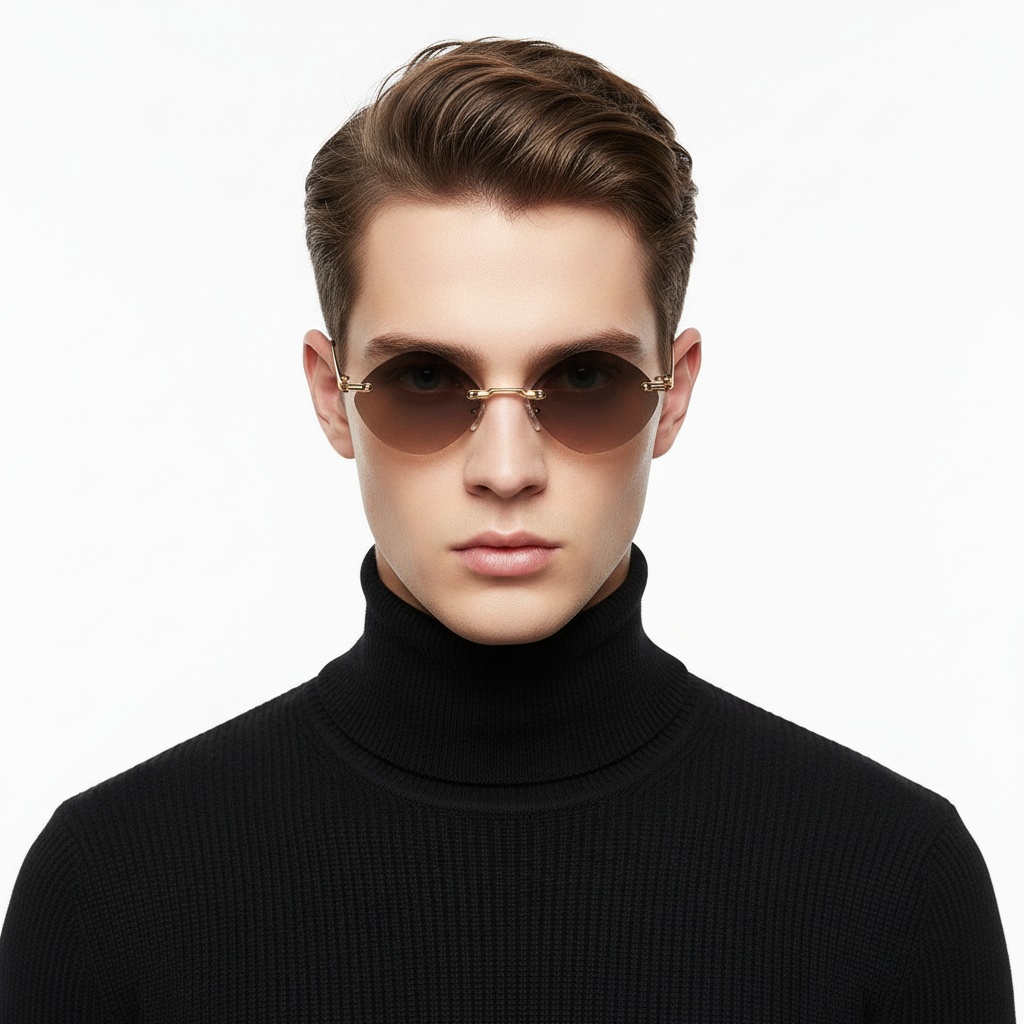 BS2503-0086_Golden_Invisible_Metal_Sunglasses_model