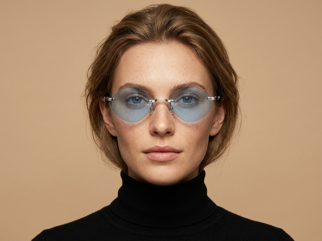 BS2503-0090_Silver_Invisible_Metal_Sunglasses-tryon_female