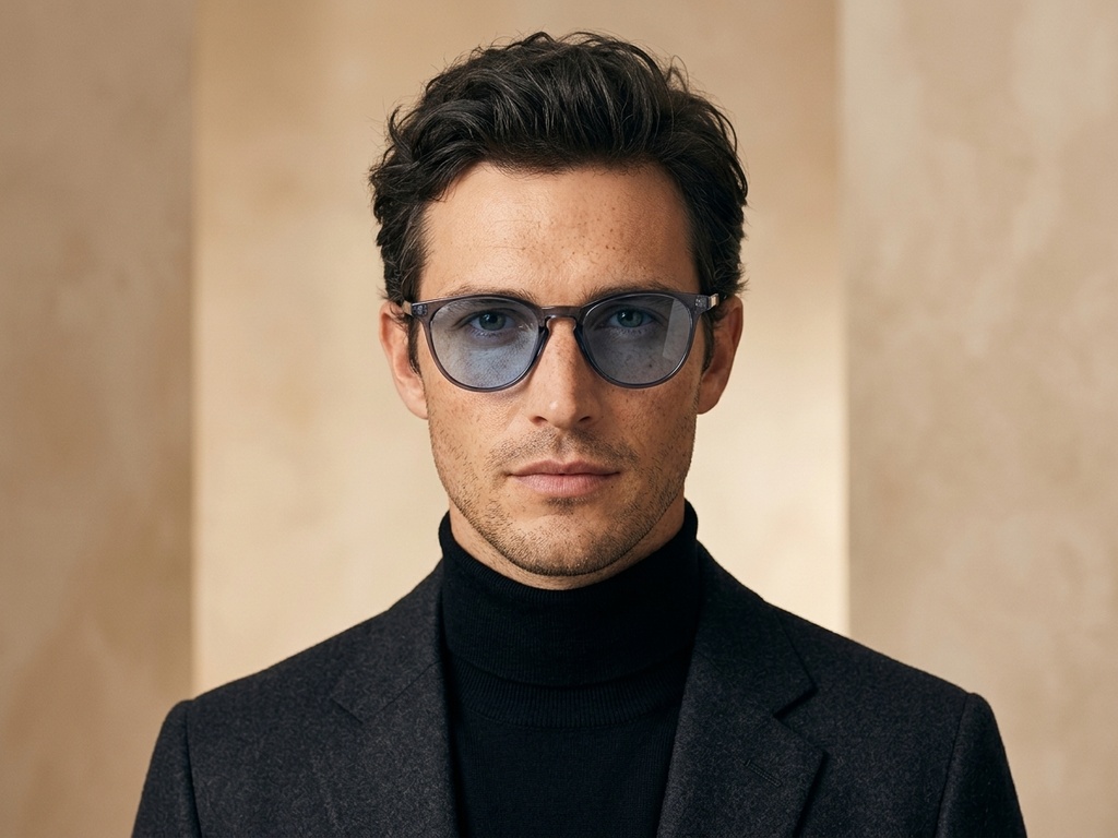 BS2503-0106_Blue_Oval_Plastic_Sunglasses-tryon_male