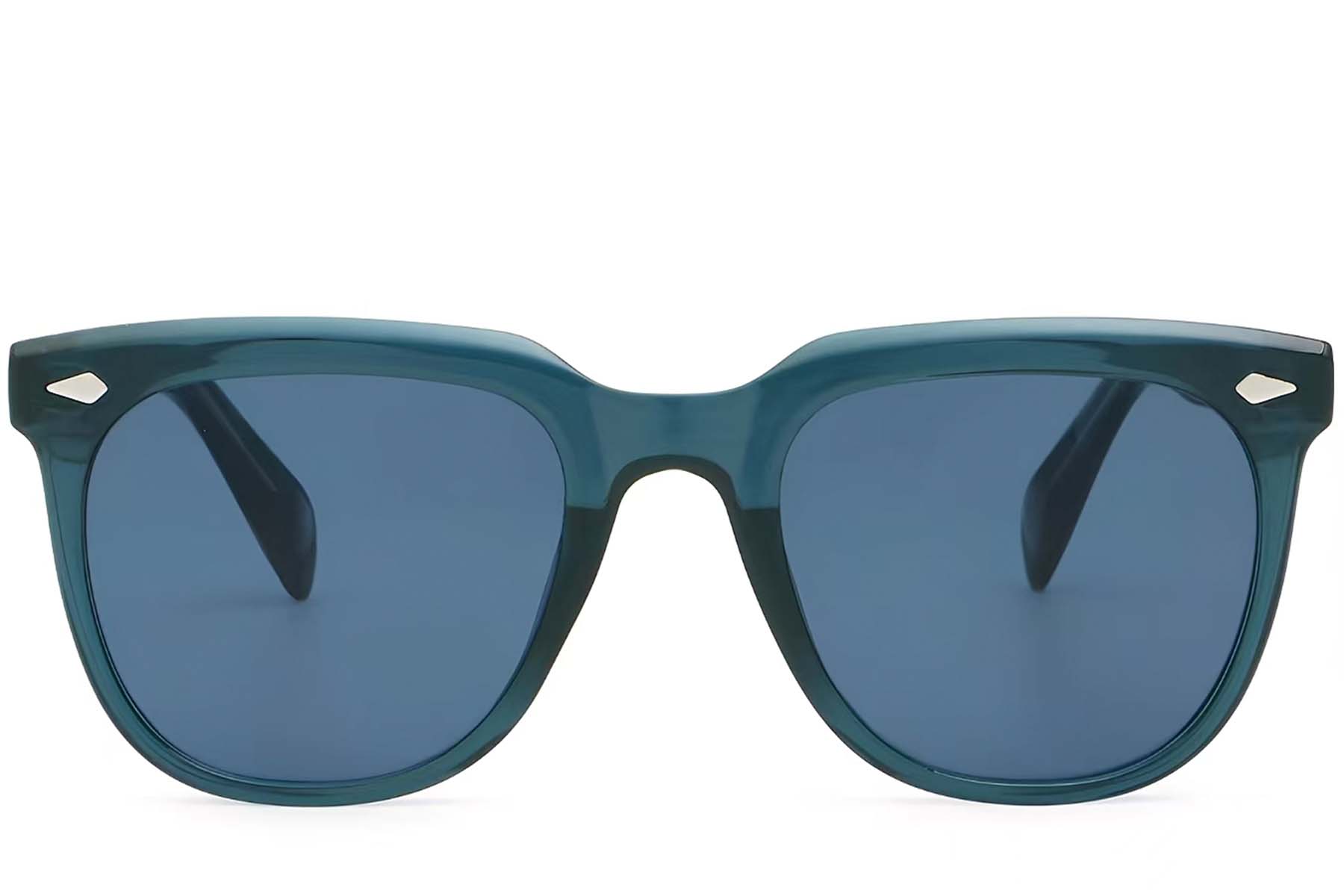 BS2503-0111_Blue_Rectangular_Plastic_Sunglasses_front