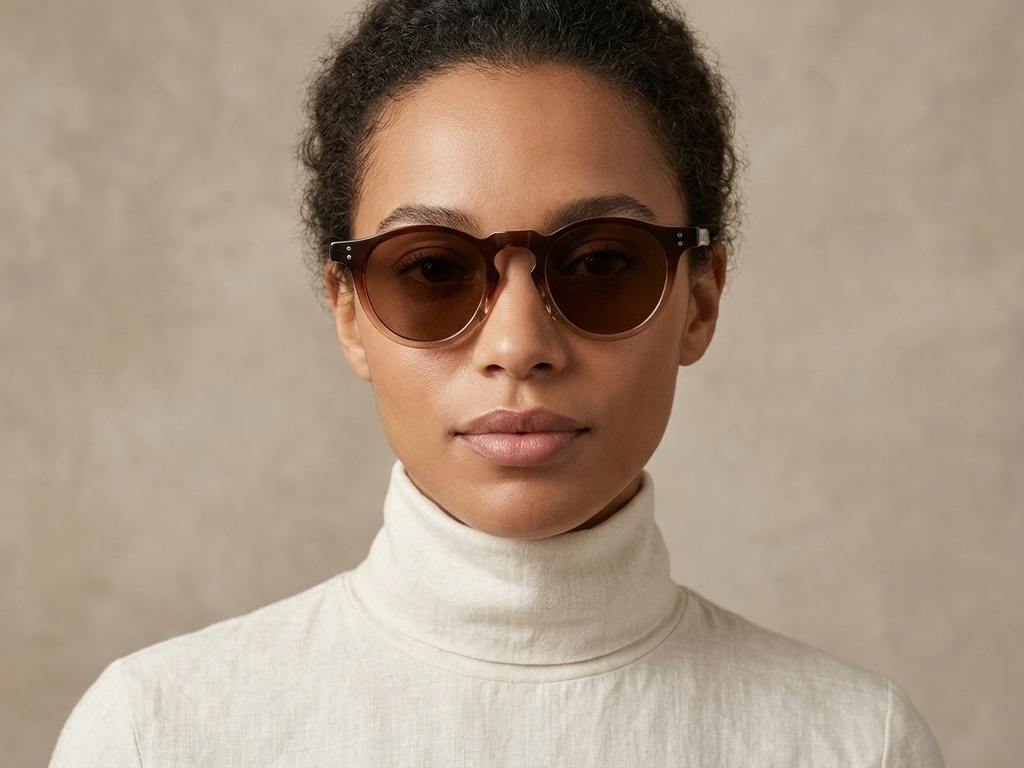 BS2503-0117_Brown_Oval_Plastic_Sunglasses-tryon_female