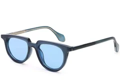 Lunettes de soleil ovales en plastique bleu #BS2503-0123