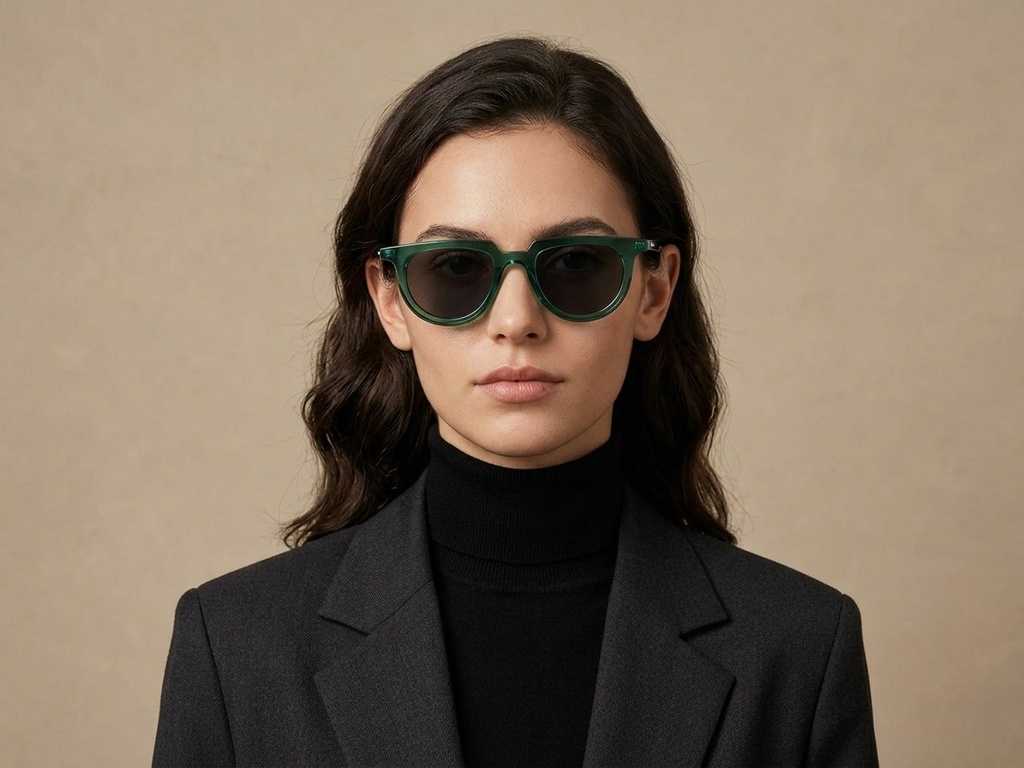 BS2503-0124_Green_Oval_Plastic_Sunglasses-tryon_female