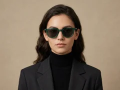 BS2503-0124_Green_Oval_Plastic_Sunglasses-tryon_female