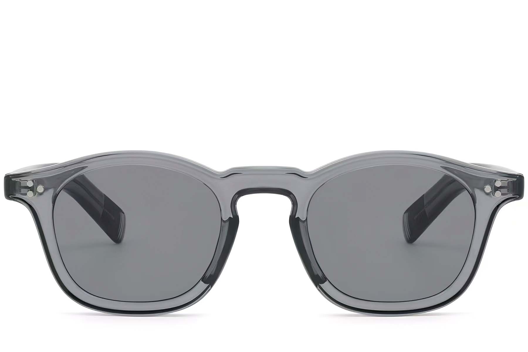 BS2503-0131_Grey_Oval_Plastic_Sunglasses_front