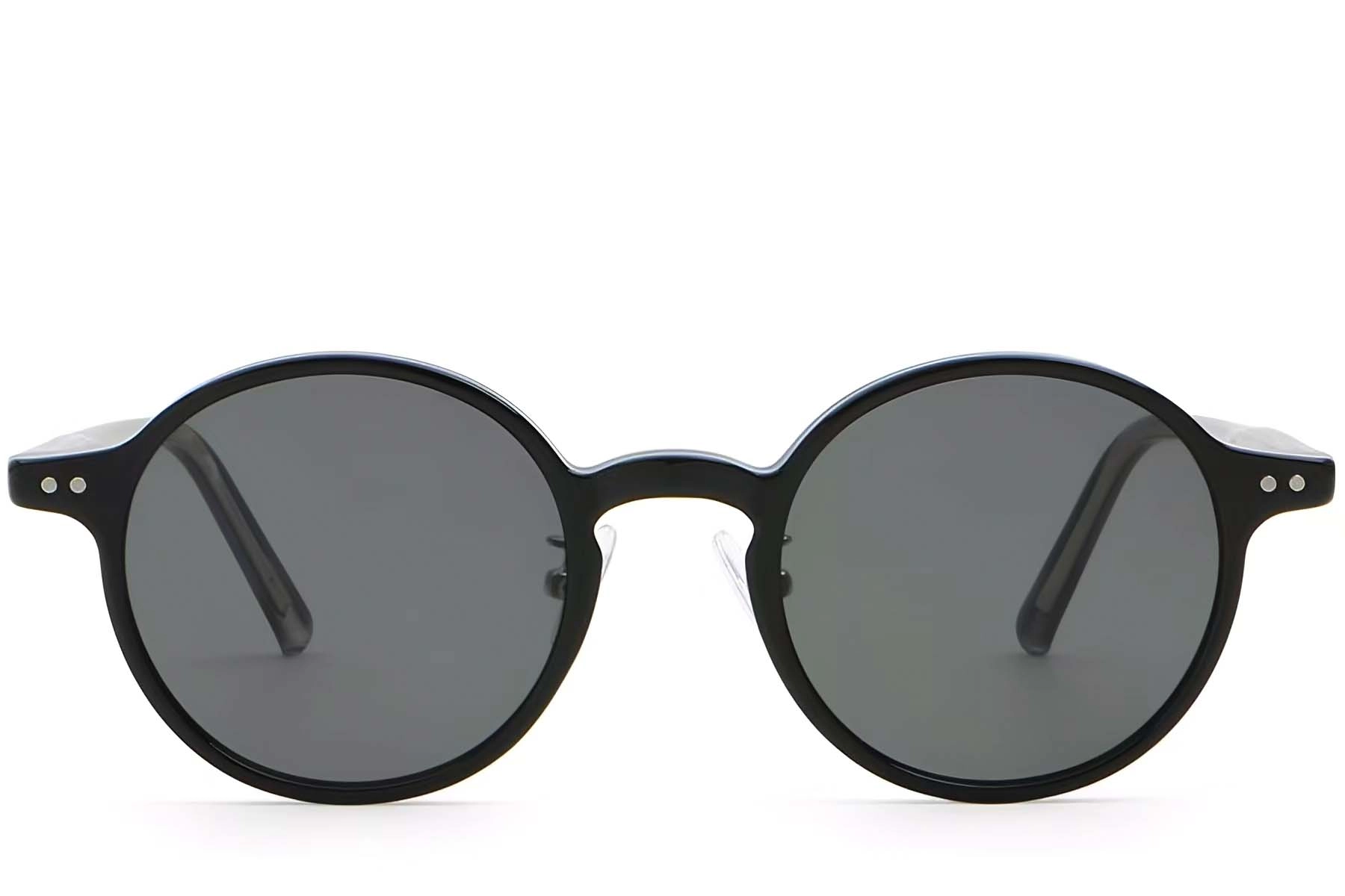 BS2503-0133_Black_Oval_Plastic_Sunglasses_front