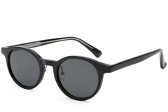 Lunettes de soleil ovales en plastique noir #BS2503-0147