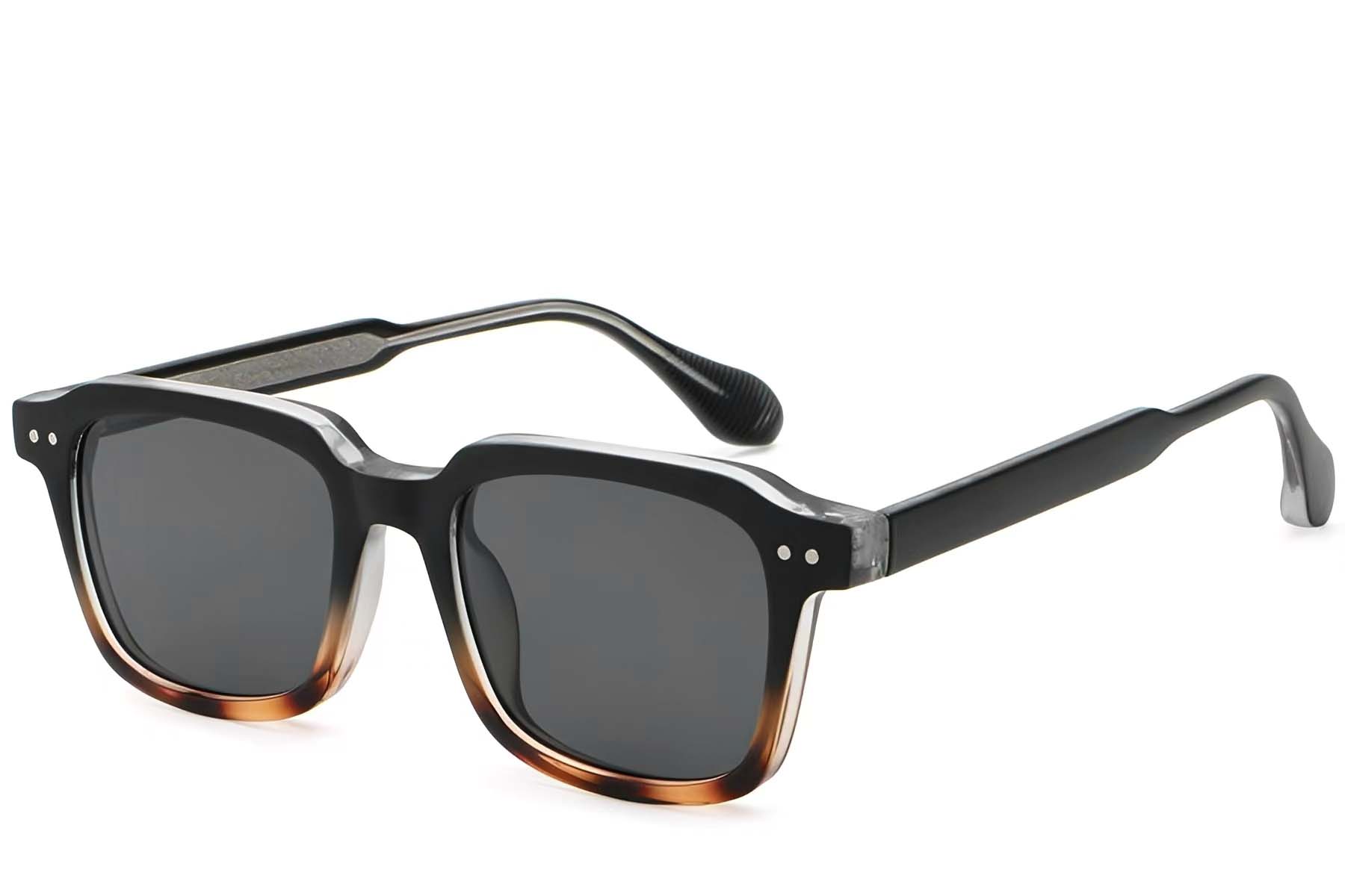 Rechteckige Schildpatt-Sonnenbrille aus Kunststoff #BS2503-0161