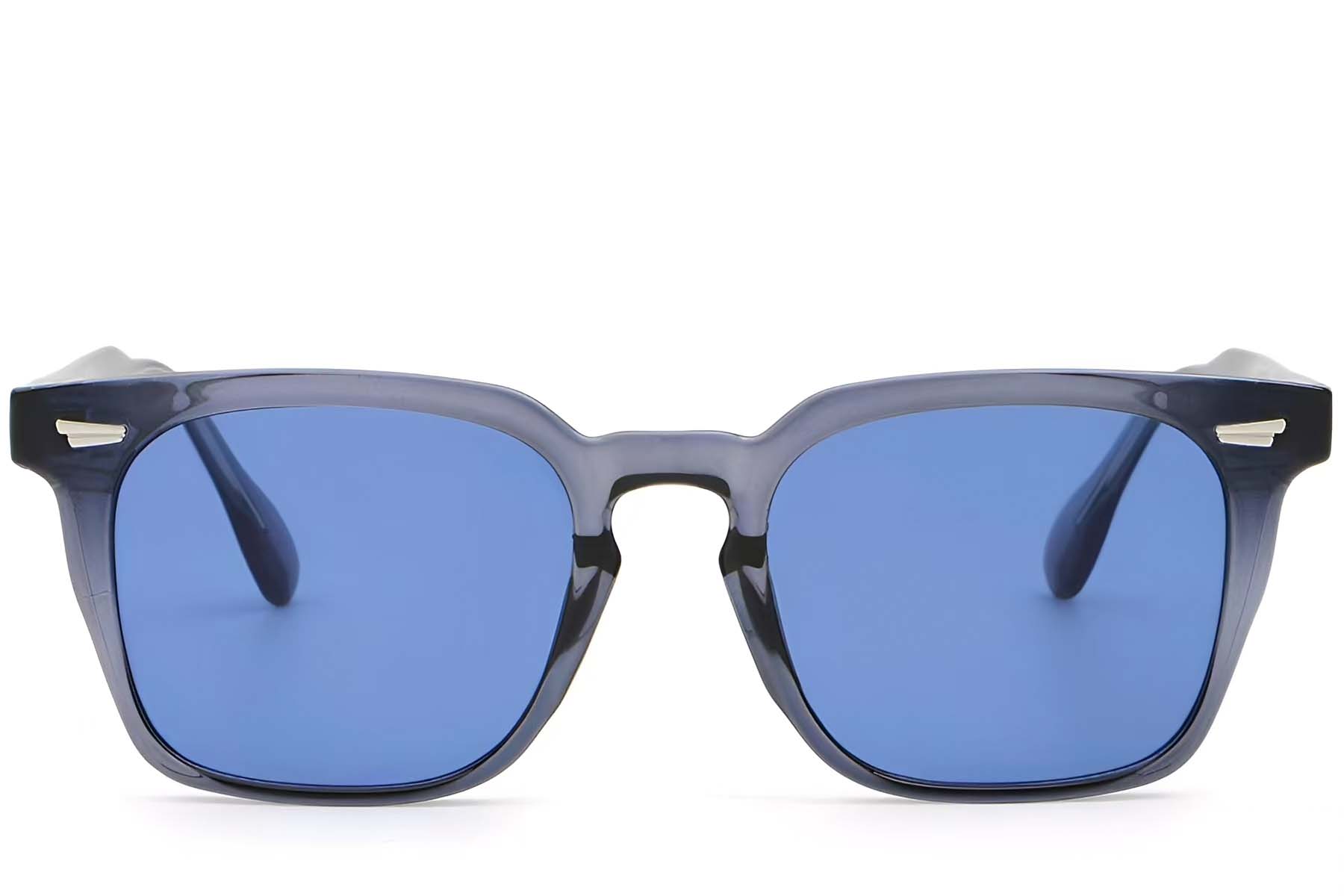 BS2503-0194_Blue_Rectangular_Plastic_Sunglasses_front