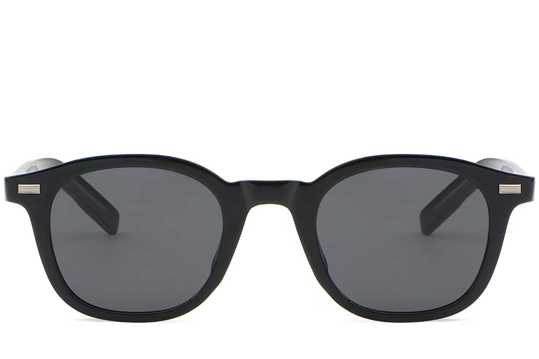 BS2503-0197_Black_Oval_Plastic_Sunglasses_front