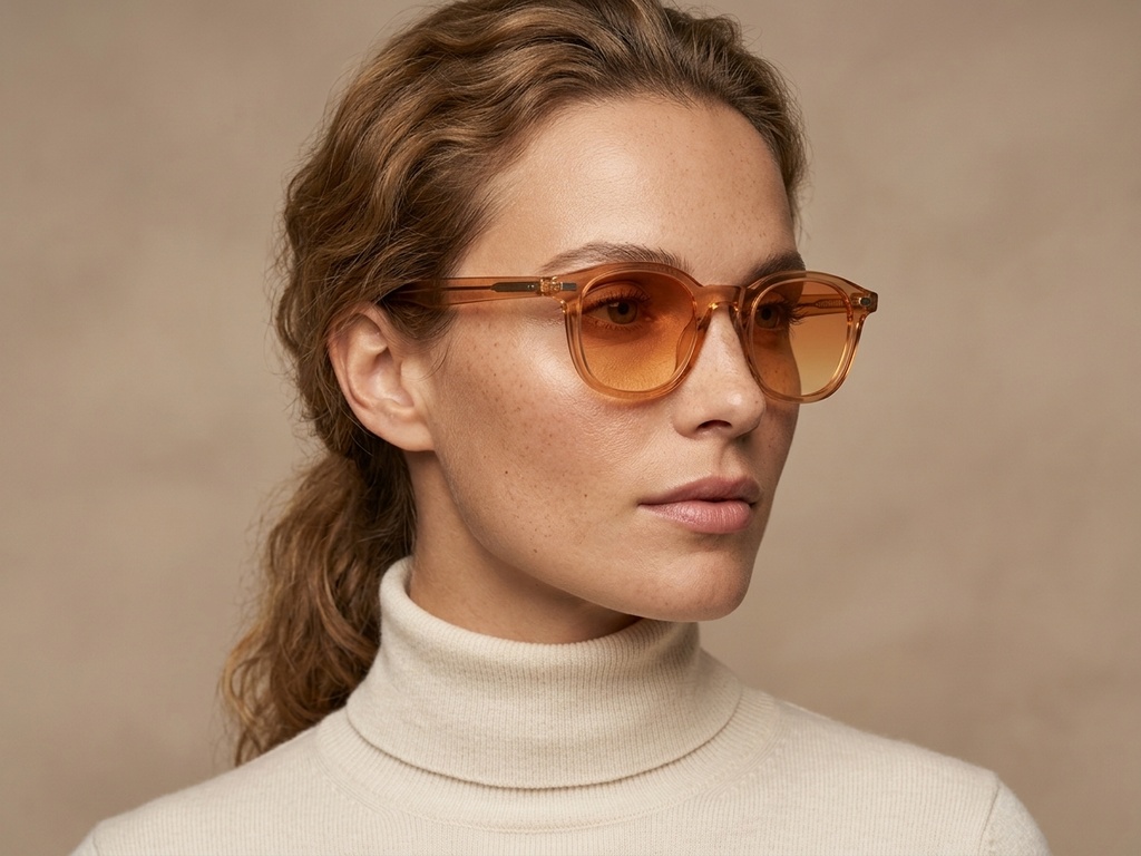 BS2503-0200_Orange_Oval_Plastic_Sunglasses-tryon_female