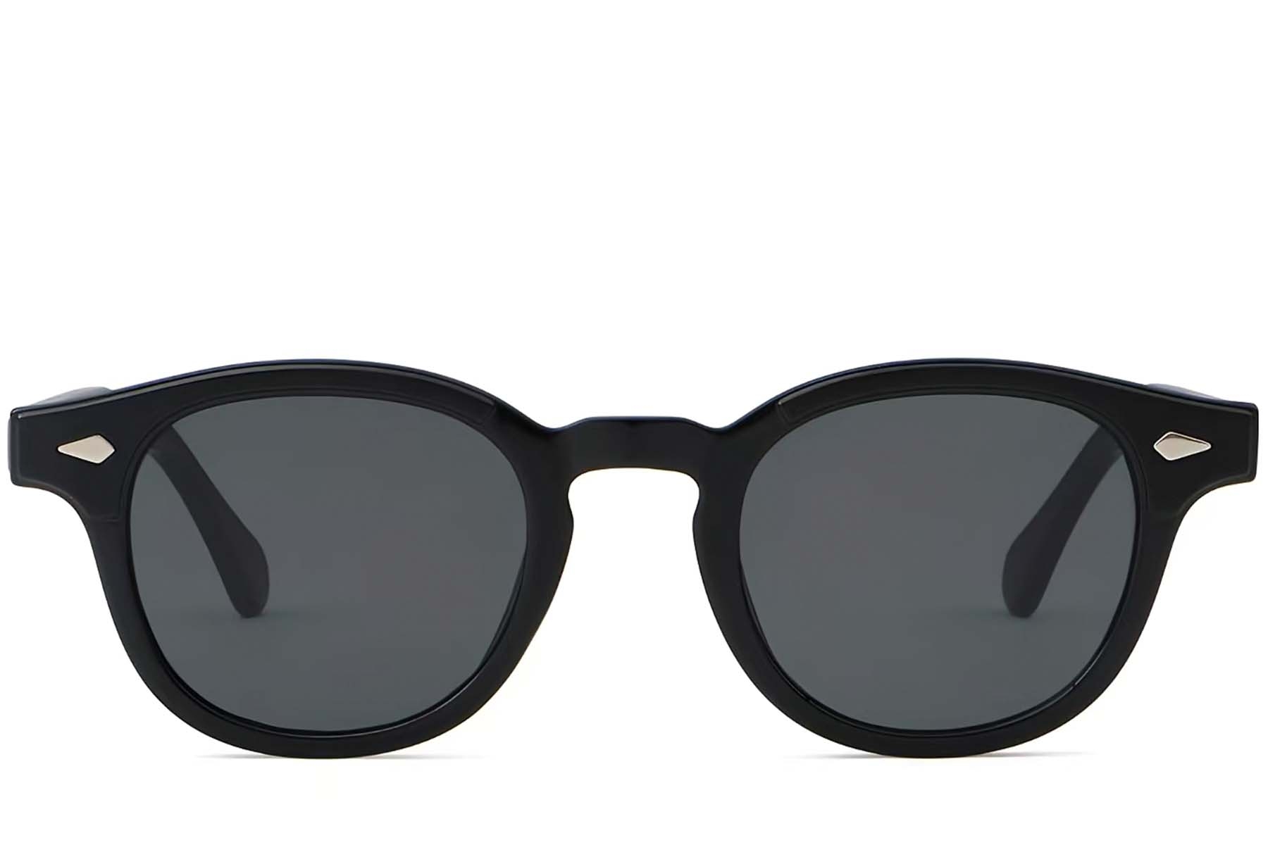 BS2503-0202_Black_Oval_Plastic_Sunglasses_front