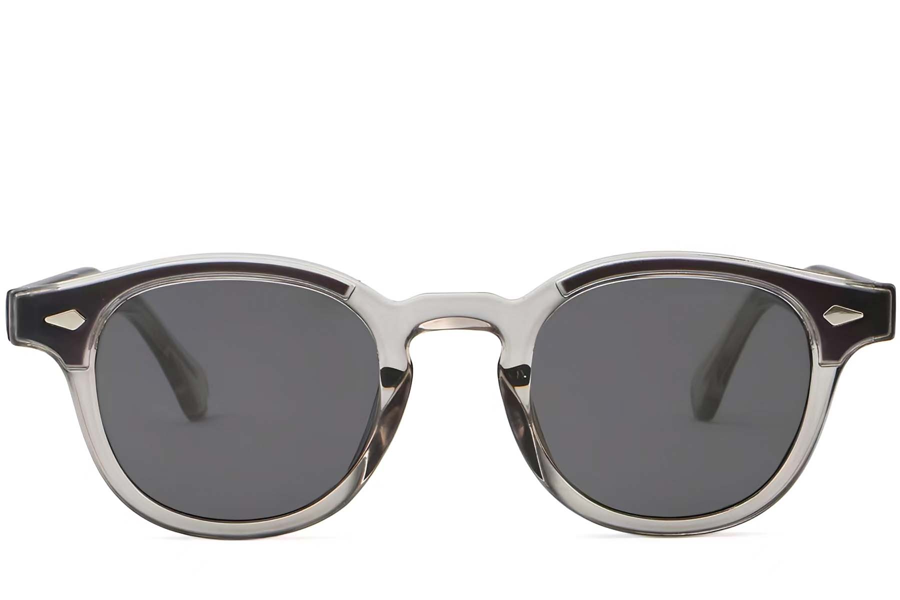 BS2503-0204_Grey_Oval_Plastic_Sunglasses_front