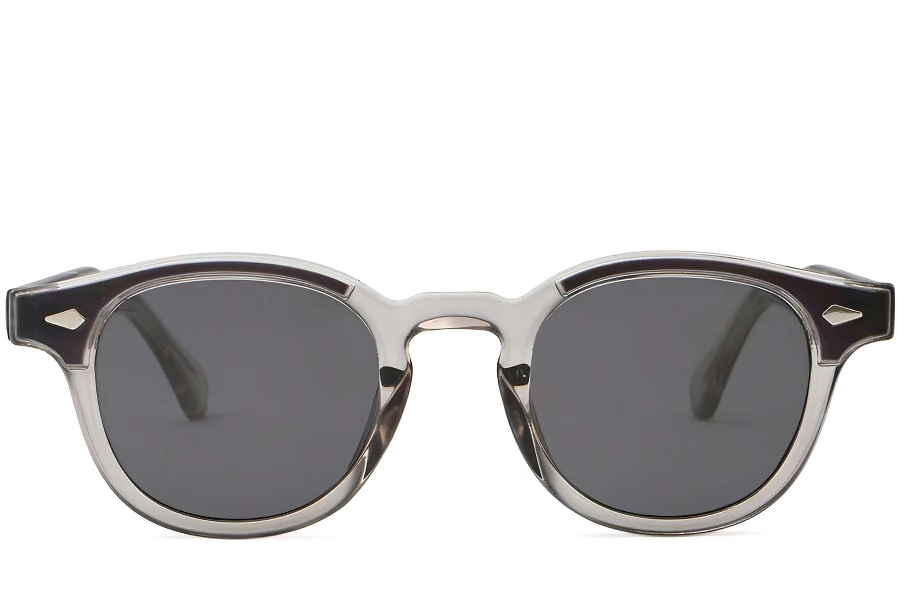 BS2503-0204_Grey_Oval_Plastic_Sunglasses_front