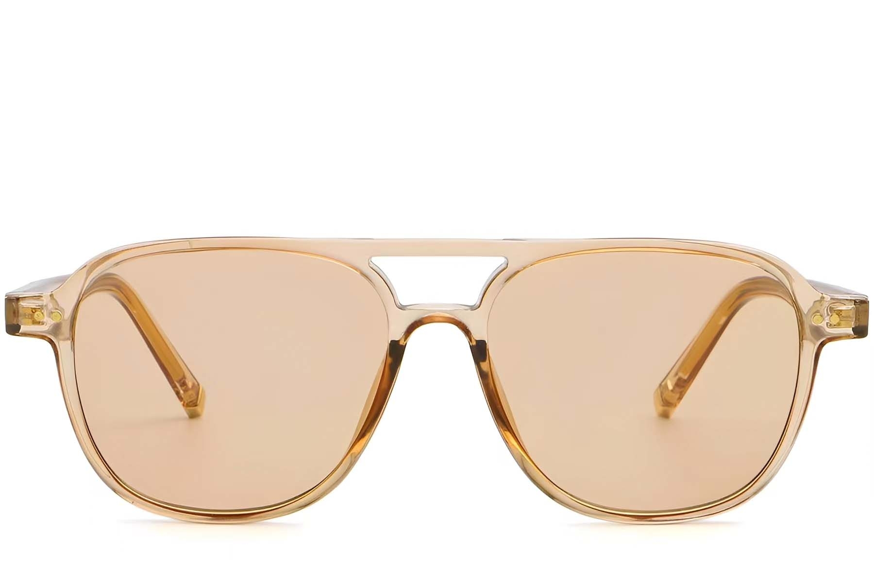 BS2503-0211_Brown_Aviator_Plastic_Sunglasses_front