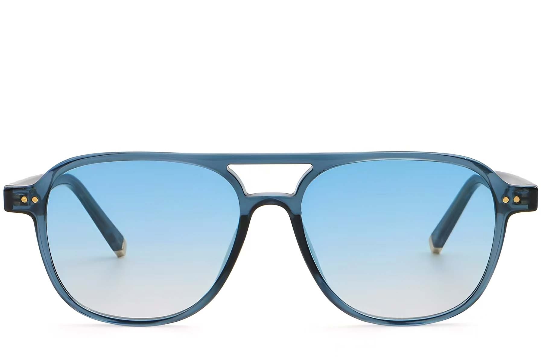 BS2503-0212_Blue_Aviator_Plastic_Sunglasses_front
