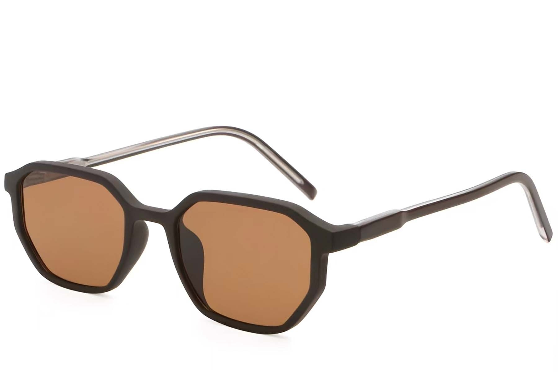 Geometric Brown Plastic Sunglasses #BS2503-0251